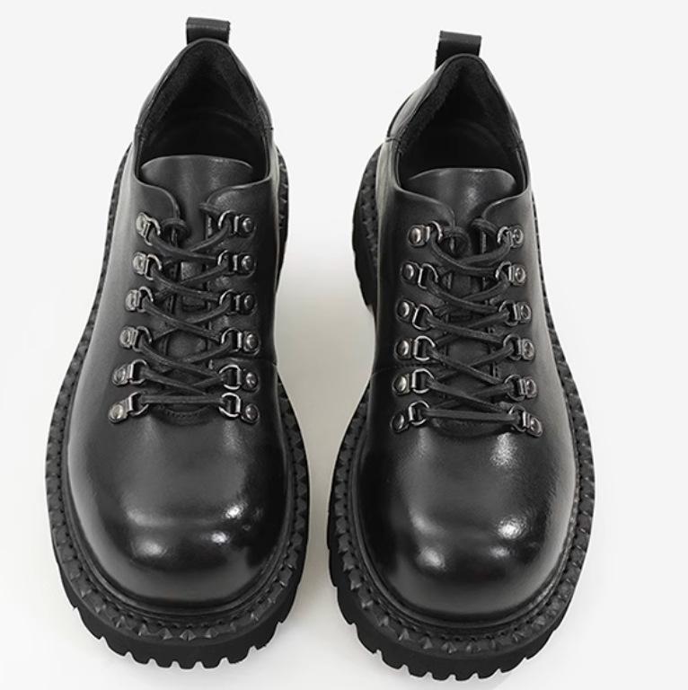 

Туфли Туфли для мужчин Лоферы Высокий стиль Универсальные Для работы Кожаные Туфли с круглым носком Черные На толстой подошве Повседневные Кожаные туфли 39 чёрный