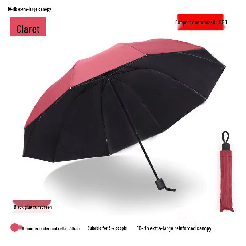 Dual-Use 10-Rib Folding Umbrella with Sun Protection & Anti-UV for Two People, Suitable for Sunny & Rainy Days with Custom Logo Option