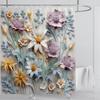 3D Floral Shower Curtain Set Orange Flower Design Fabric Bathroom Decor Waterproof Washable Shower Curtain Set with Hooks