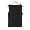 Summer new threaded versatile vest slim-fitting sleeveless tight top slimming one-word collar top trendy