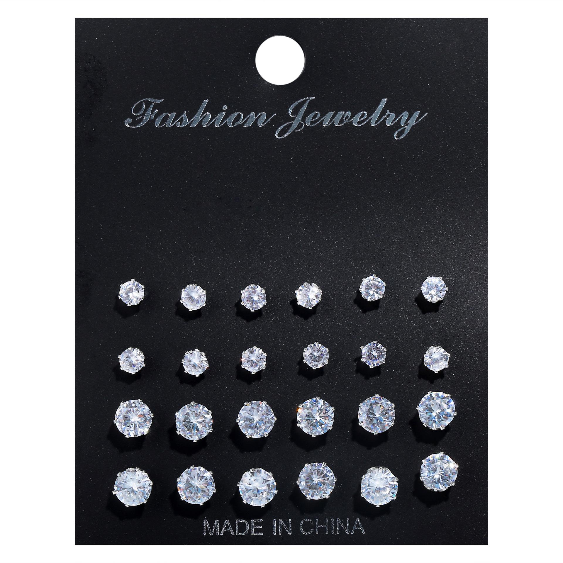 

21 Pcs Simple Crystal Pearl Women Earrings Set Fashion Basic Geometric Type Sixclaw Zircon Stud Earrings Retro Jewelry Gifts New