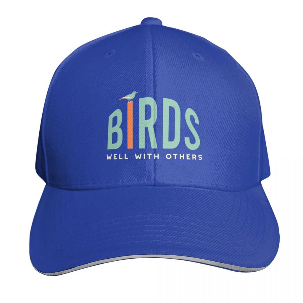 Funny Birding Design Birds Well With Others Baseball Cap Custom Cap Hat Unisex Wild Ball Hat Mountaineering Hats Unisex Womens