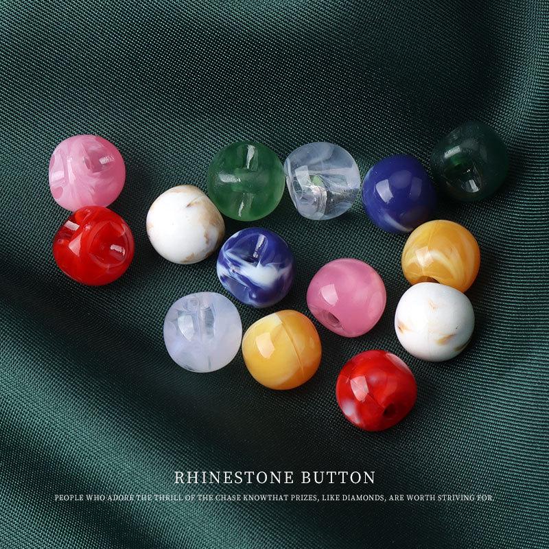 5pcs Round Resin Pearlescent Button Cheongsam Button Chinese Hanfu Tang Suit Shirt Button Chiffon Shirt Imitation Jade Decorative Button