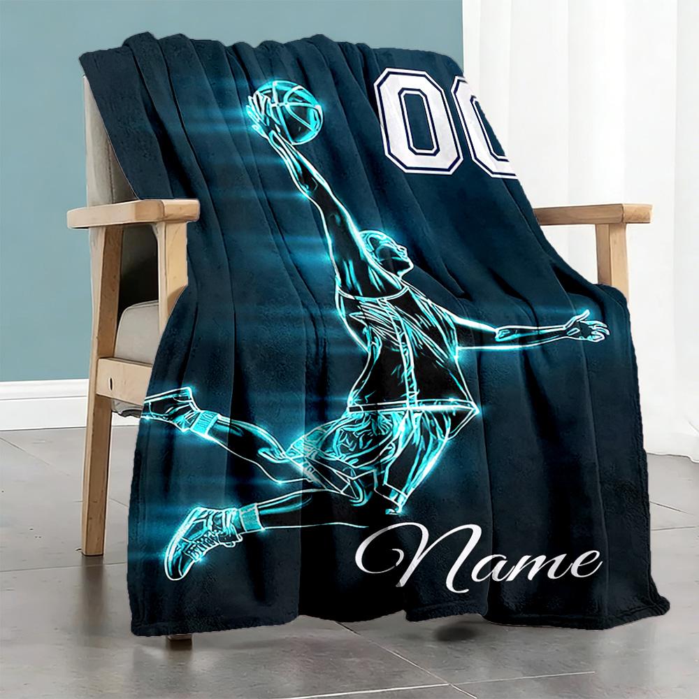 Basketball55 Customize Your Name Blanket Gift Customizable Blanket Comfortable Versatile for Chair Sofa Couch Nap Ideal for All Seasons