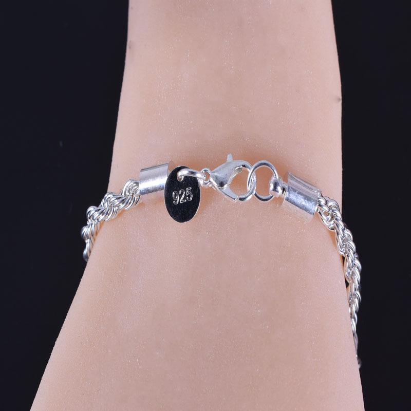 Suibian Wish 4MM Twisted Silver-Plated Hemp Rope Bracelet - European & American Fashion