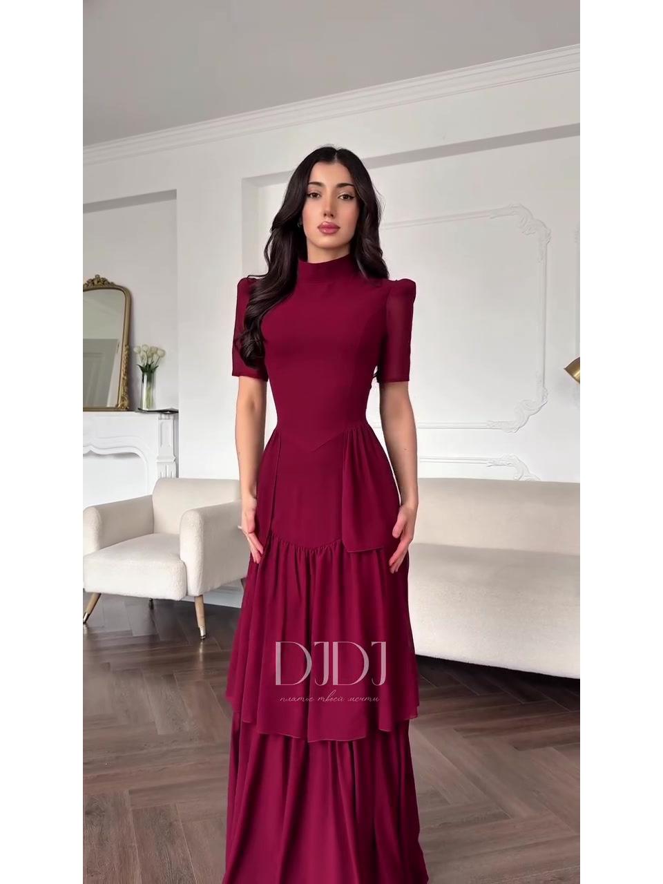 

Элегантное ретро-платье с коротким рукавом, подчеркивающее талию, для женщин, весна 2025 XXL бордовый