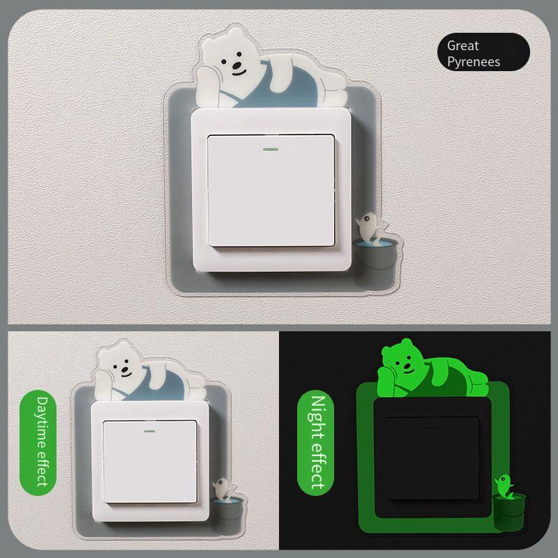 Creative Luminous Switch Covers Household Decoration Universal Cartoon Simple Self Adhesive Designed Wall Socket Cover Home Ins