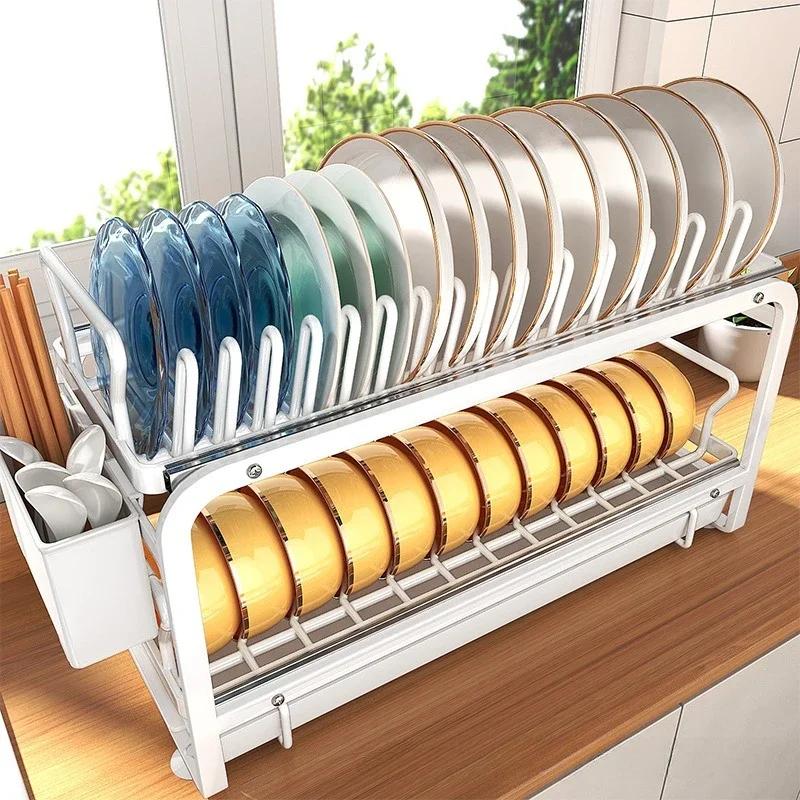 Dish Storage Rack Kitchen Shelves Utensils Organizer Kitchen Accessories Shelf Cutlery Organizer Useful Cabinet Organization