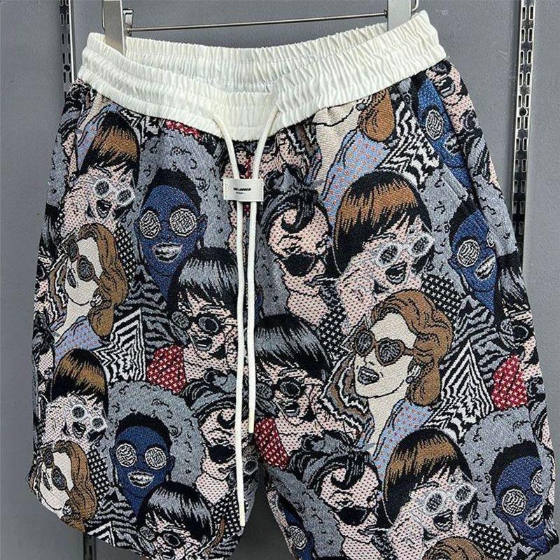 Summer Men s And Women s Trendy Brand Printed Casual Shorts, Fashionable, Loose, Versatile, Breathable Sports Pants 2XL чёрный