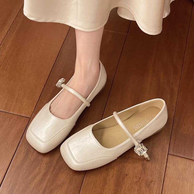 Vintage Mary Jane Shoes Women's Head Buckle Ballet Shoes Summer Skirt Light Mouth Single Shoes