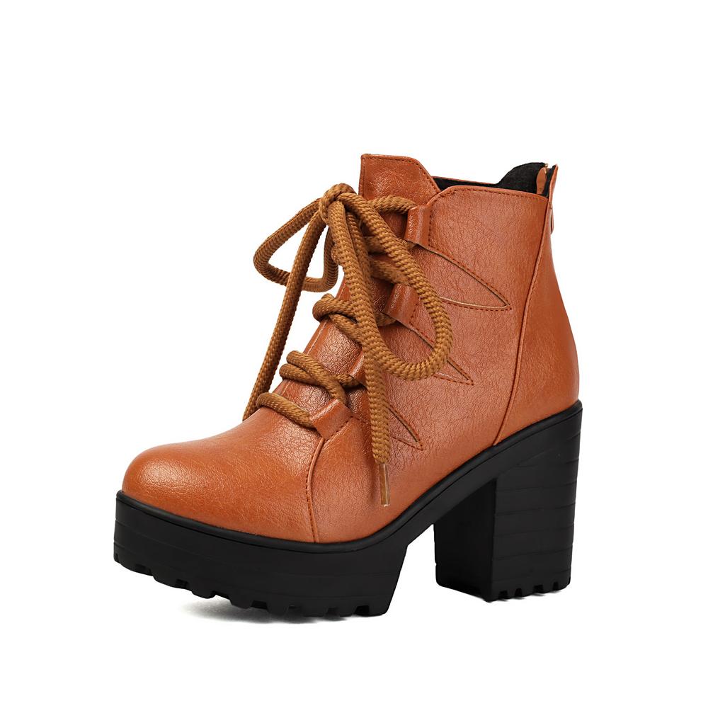 Kurze Stiefel und Stiefeletten Retro Dicke Seile Römische Stiefel Hoher Absatz Professionelle Stiefel 40-46 Große Größen Stiefel