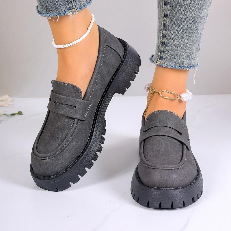 Autumn new comfortable casual women's shoes thick heel thick sole foot cover retro large size women's shoes