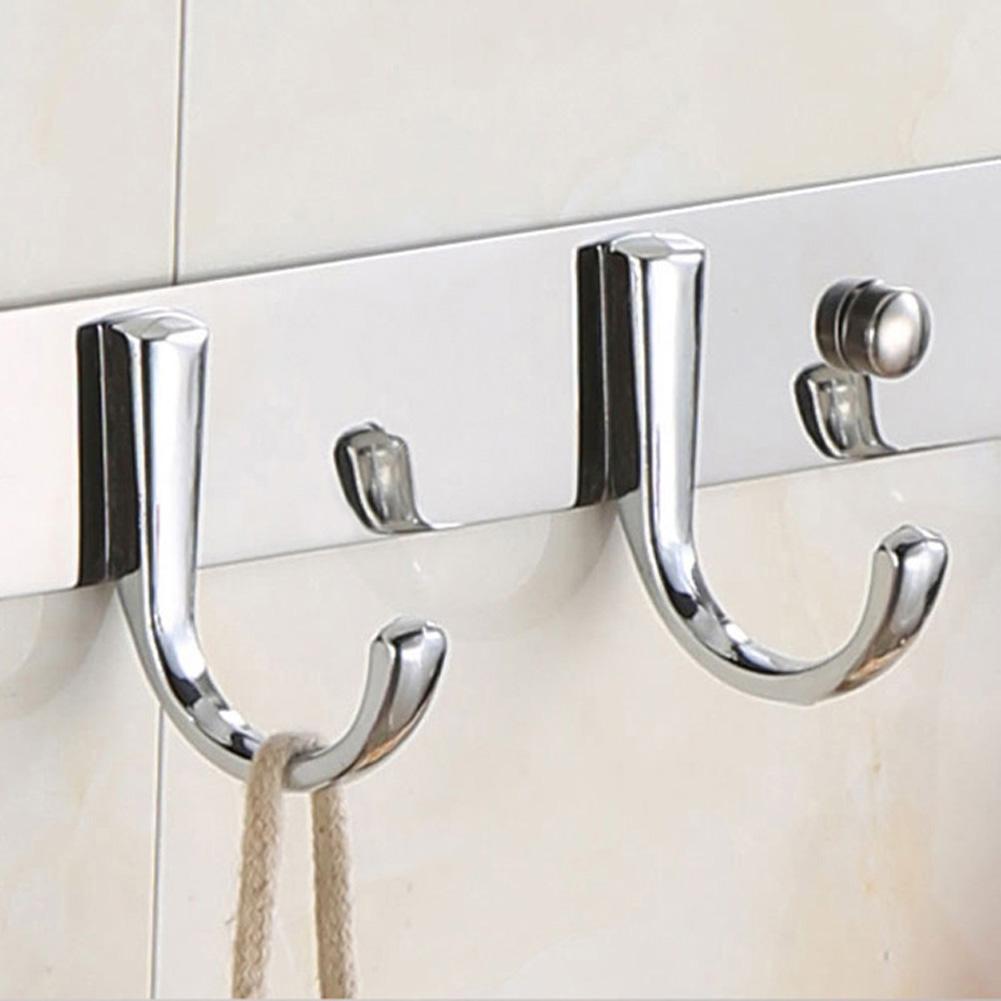 37cm Stainless Steel Clothes Hook Organizer Bathroom Bedroom Wall Towel Coat Hanger