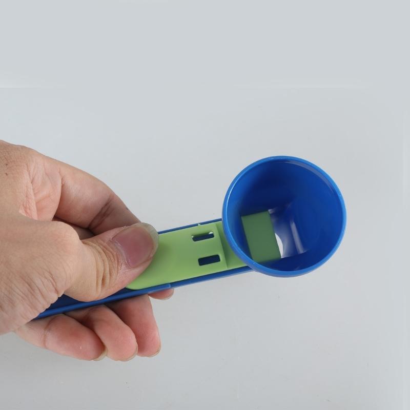 Plastic Measuring Spoon Funnel for Protein Powder Cooking Ingredient Sliding Scooper with Long Handle Kitchen Tool