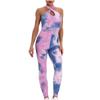 Women's Stitching Siamese Tie-Dye  Bubble Yoga Pants Ink Slim Hip-up Yoga Pants