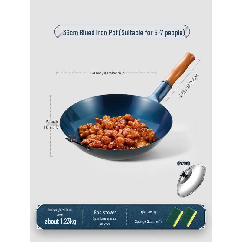 Royalstar Zhangqiu Hand-Forged Iron Wok, 36cm Round Bottom