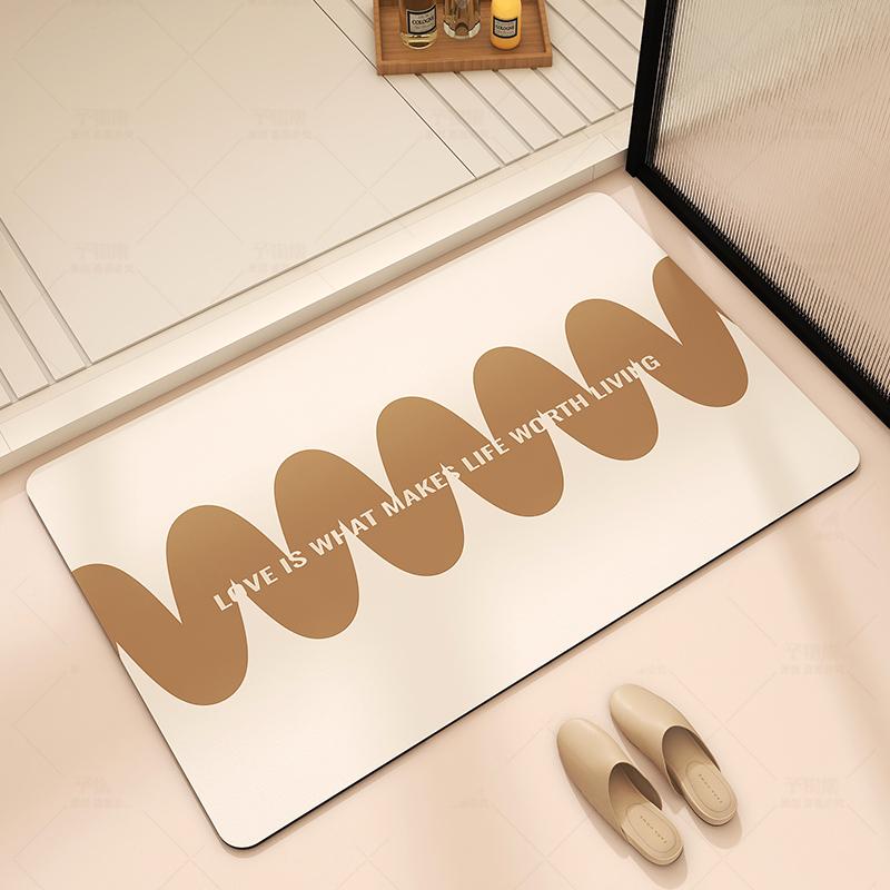Bathroom Absorbent Floor Mat, Diatom Mud Quick-drying Mat, Toilet Door Carpet, Toilet Anti-skid and Anti-drop Foot Mat