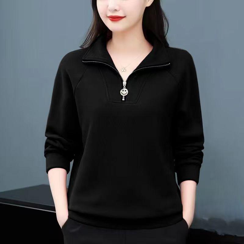 2025 Autumn/Winter Women's Plus Size Fleece-Lined Stand Collar Sweatshirt - Casual Loose Fit Red Jacket