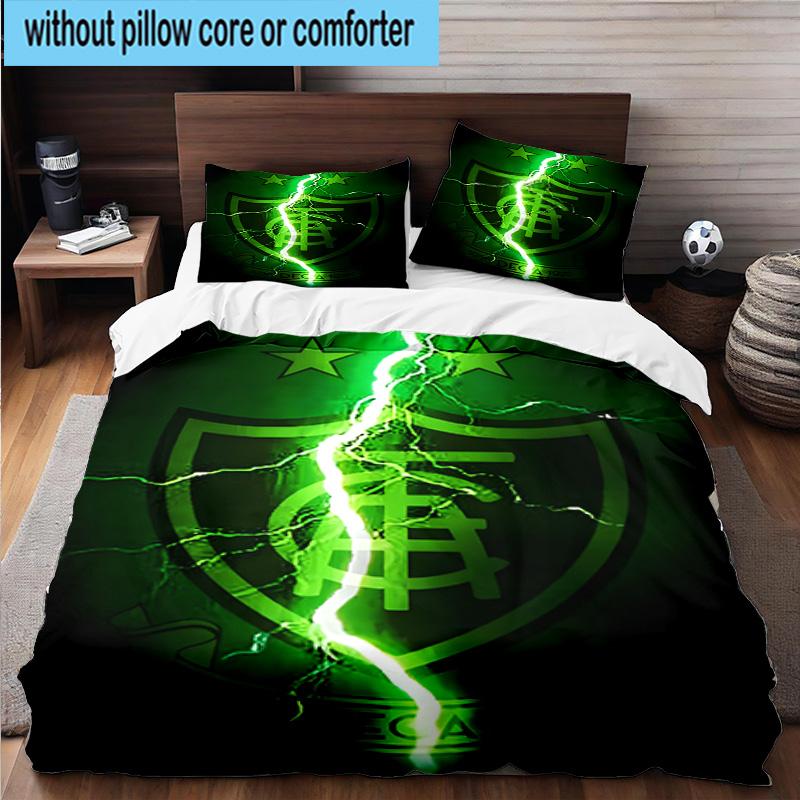 3pcs Green Shield Emblem Design Printed Bedding Set Duvet Cover Closure Includes 1 Duvet Cover & 2 Pillowcases Bedding Sets Home Decor Gifts