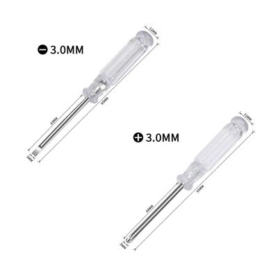 Slotted /Phillips Screwdriver with Clear Plastic Handle Cross-head Screwdriver 3.0mm Screwdriver Carbon Steel Blade