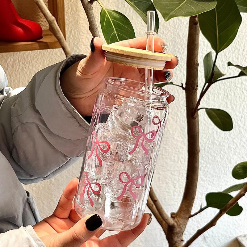 500ml plastový kelímek na vodu s mason džbánem, láhev na vodu s víčkem a brčkem na ledovou kávu, džus, dárek