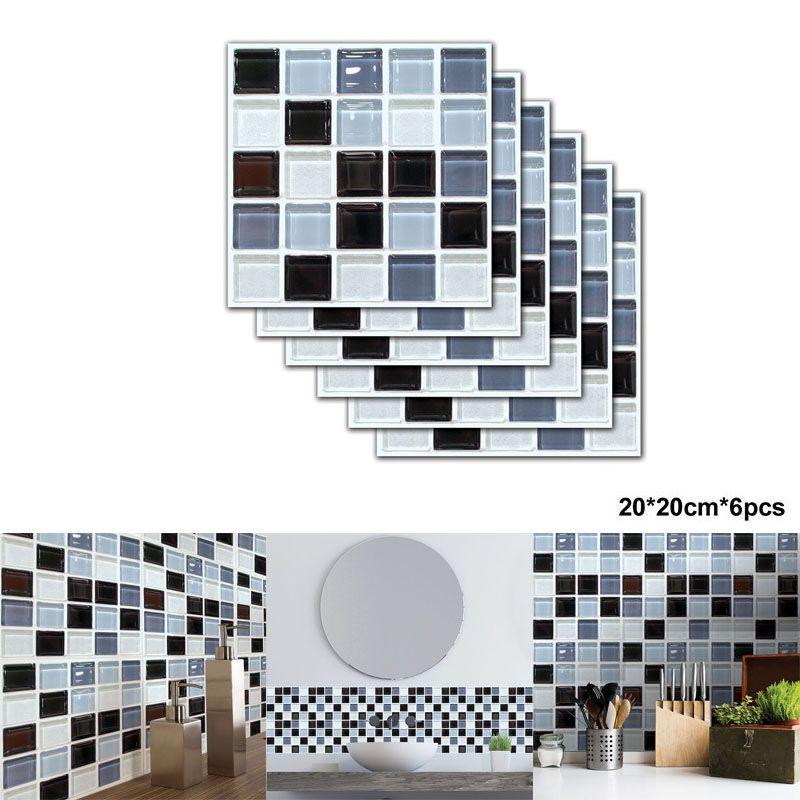 

3d 6шт/набор Мозаика Самоклеящаяся Маслостойкая Наклейка на Стену Дом Кухня DIY Декор