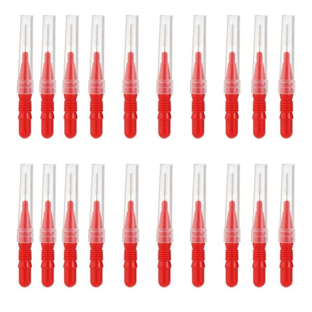 20pcs/set Portable Plastic Interdental Brush Oral Hygiene Teeth Clean Tooth Floss Toothpick Oral Care красный