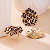 Retro Geometric Leopard Print Earrings and Ring Set