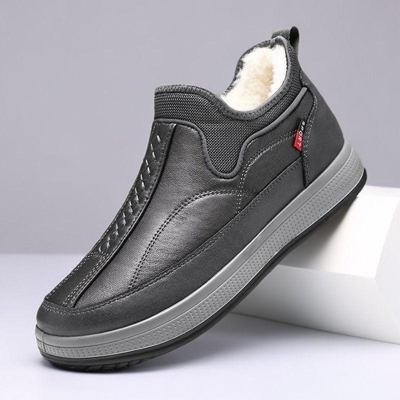 Winter New Old Beijing Cloth Shoes Men's Velvet Thickened Wool Dad Shoes Waterproof and Non-slip Snow Boots Men