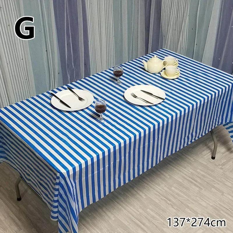 137*274Cm Disposable Tablecloth Plaid Stripe Wave Pattern Plastic Waterproof Oil-Proof Table Cover Christmas Party Picnic Mats