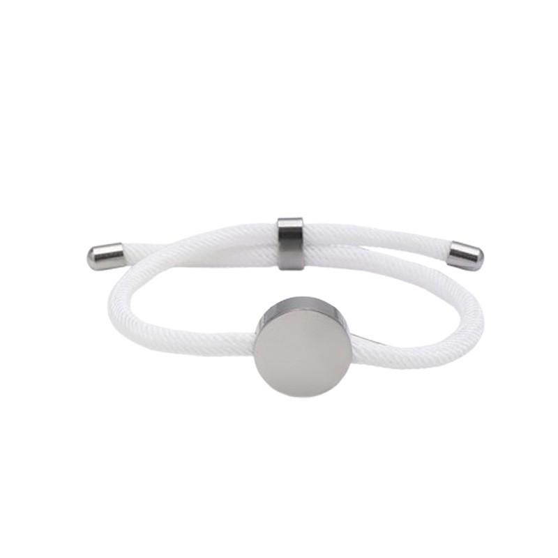 Adjustable Handmade Braided Bracelet With Engravable Round Charm Titanium Steel Unisex Couple Jewelry