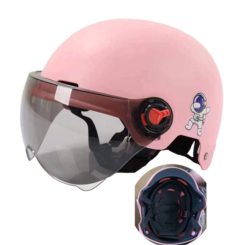 Men Motorcycle Helmet,Woman Electric Motor Car Scooter Bike Open Face Half Helmet,Anti-UV Safety Hat Bicycle Cap with Goggles