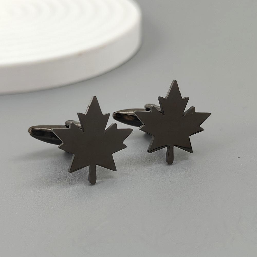 2Pcs Maple Leaf Cufflinks Business French Armband Shirt Sleeve Holder  for Women Men