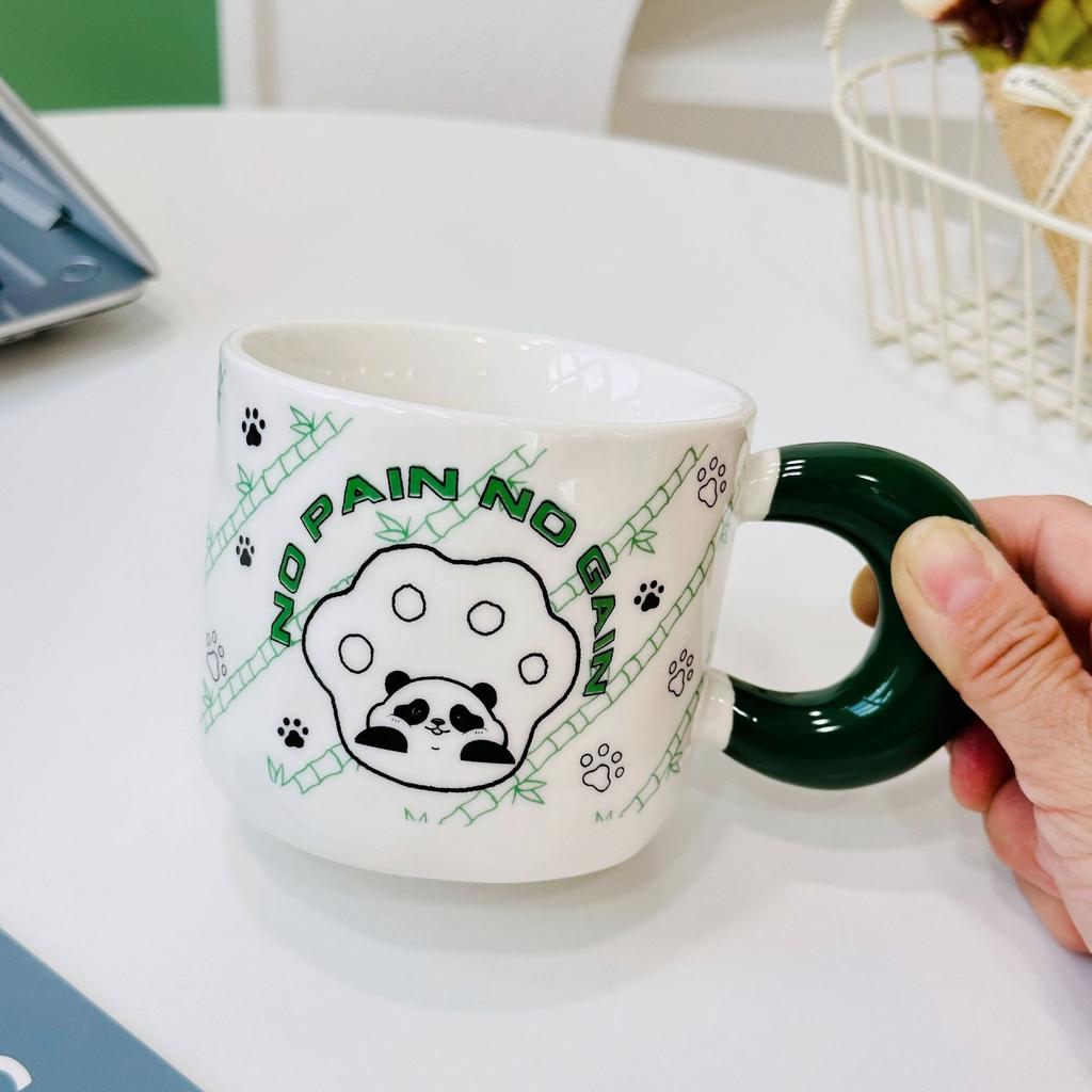 Ice Cream Cartoon Panda Cute Ceramic Cup Set Dustproof Cartoon Water Cup Opening Gifts