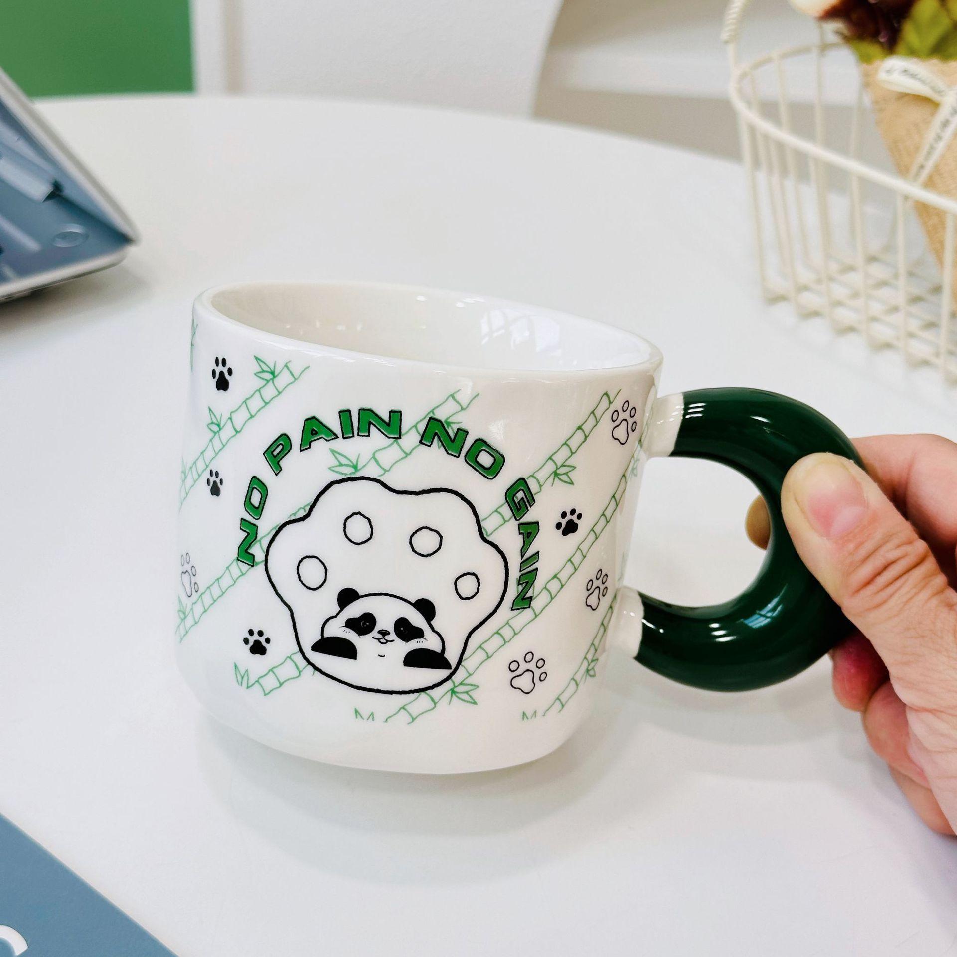 

Personalized Cup for Girls with High Appearance High Temperature Resistance Cartoon Cute Little Panda Mug Household Ceramic Cup 420ML