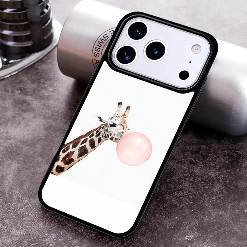 Animal Funy Grey Giraffes with Glasses Phone Case For iPhone 17 16 15 14 13 12 11 Pro Max Plus 17Air Soft Silicone Cover