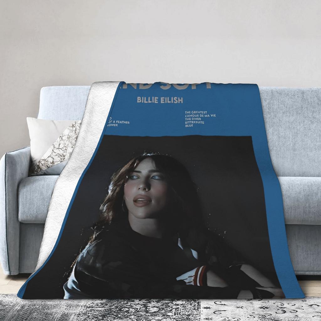 Berühmte Sängerin B-Billie-Girl E-eilish Fleece-Kuscheldecke Decke für Sofa Couch Leichte Bettwäsche Überwürfe,