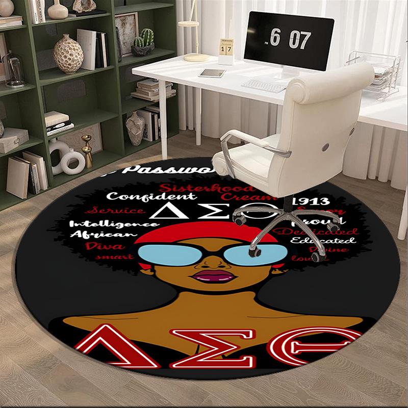 Delta Sigma Theta Round Rug for Livingroom,Bedroom, Palyroom, Chair Rug, Area rug, Circle Carpet, Fan Christmas gift