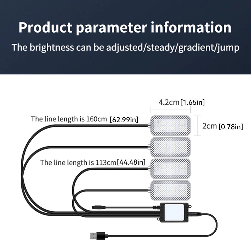 LED Car Foot Light Ambient Lamp With USB Wireless Remote Music Control Multiple Modes Automotive Interior Decorative Lights