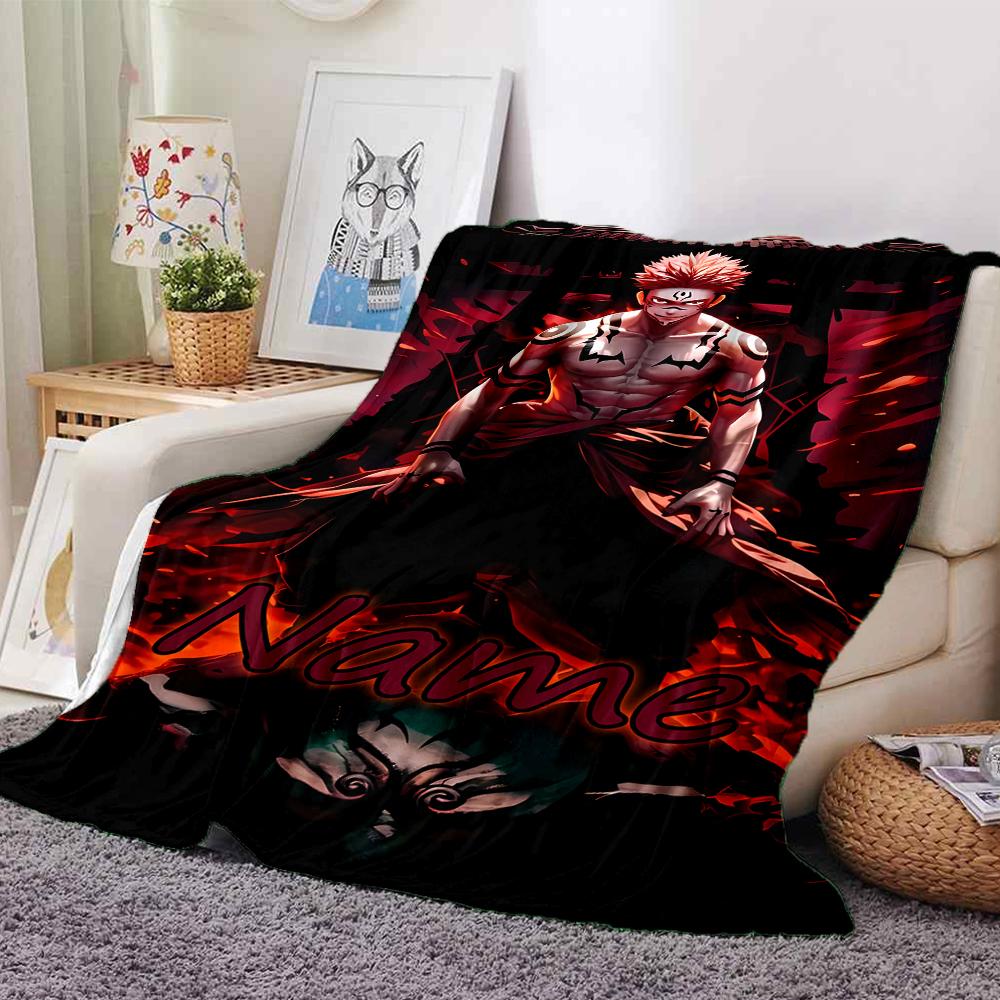 Customiz Name Personality Jujutsu Kaisen Sukuna and Tiger Staff Blanket Soft &Warm Sofa Office Bed Travel Lunch Break Blanket, Gift Suitable All Seaso