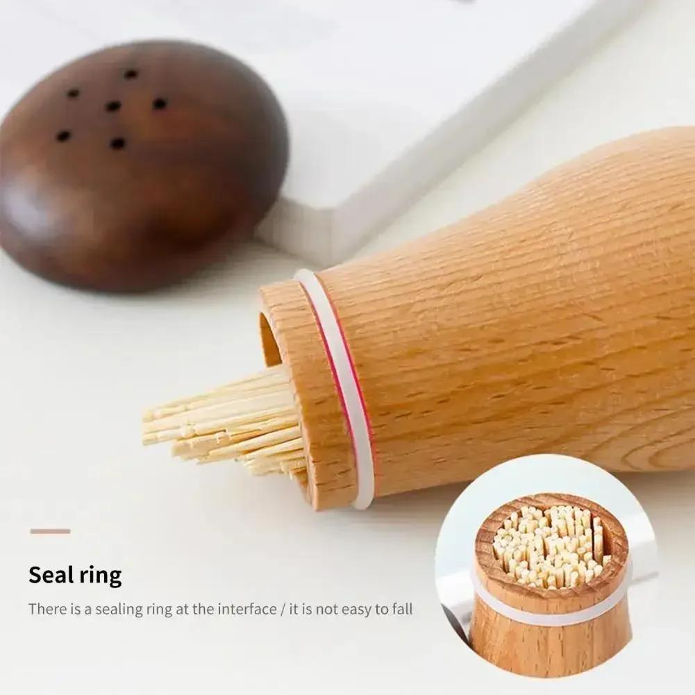 Creative Wooden Toothpick Holder Household Toothpick Box Walnut Double Cute Mushroom Practical Toothpick Jar Toothpick Dispenser