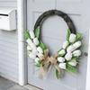 Spring Summer Wreath for Front Door Artificial Flower Wreath for Indoor Outdoor Wall Festival Home Wedding Decor White