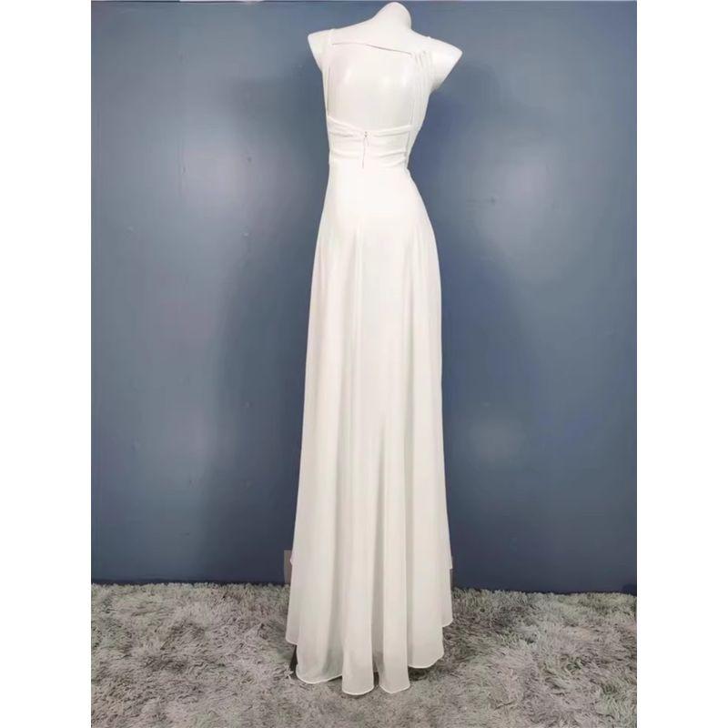 Export Single Lu's Summer New Arrival Elegant Elegance Beautiful Open Back Women's V Neck Dress Light Wedding Dress Trailing Dress