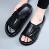 Fashion 2025 New Designer Outdoor Flip-flops for Men British Summer Casual Beach Shoes Male Black High Quality Cow Leather Slippers Man