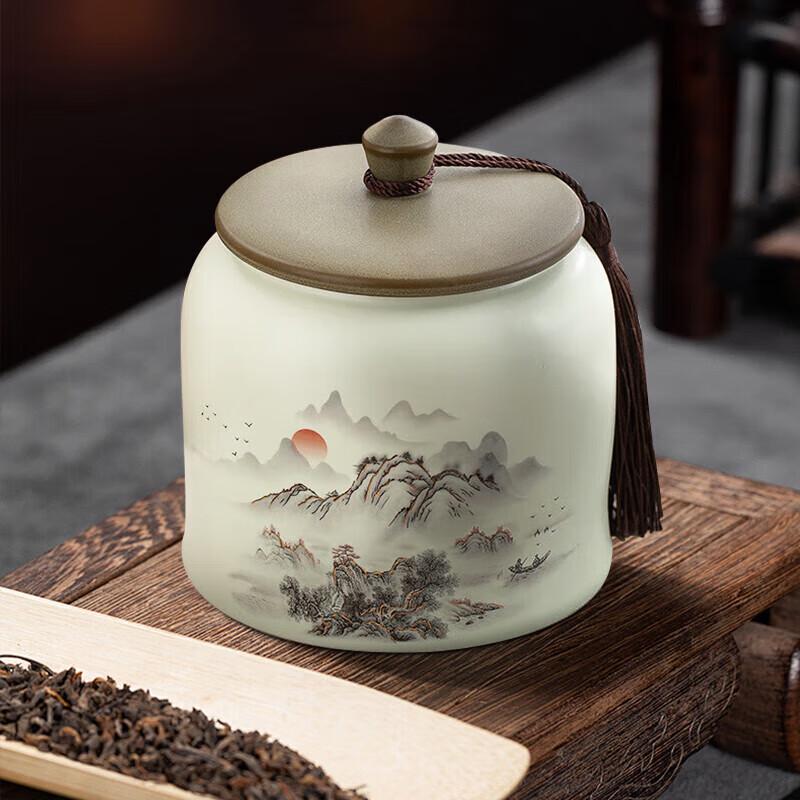 HUIHUADU National Style Ceramic Tea Caddy
