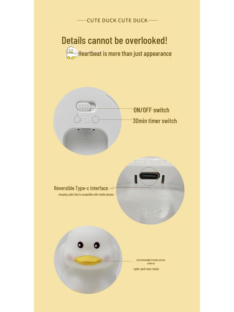 Silicone Duck Night Light - Tap To Illuminate, Sleep Aid & Children's Birthday Gift