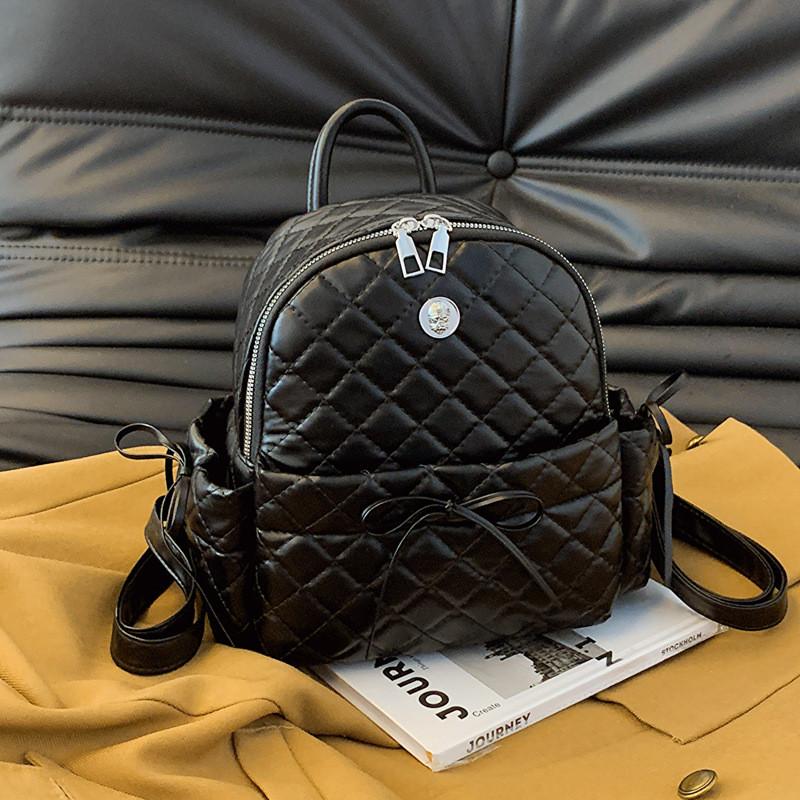 Chic And Elegant Pu Leather Women's Bag 2024 Spacious Casual Shoulder Backpack
