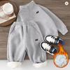 Children's Padded Suit Boys Thermal Set Girls Fleece Sweatshirt Pants 2Pcs Winter Warm Sports Outfits Kids Autumn Casual Clothes