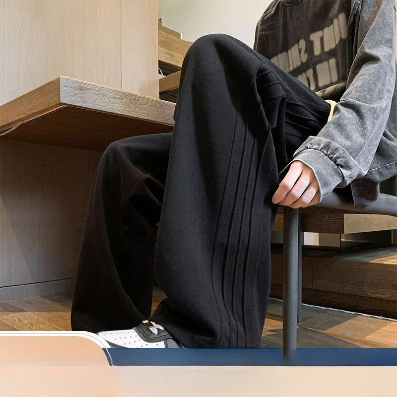 Loose Sports Pants Men's Spring Retro Gray Wide-leg Pants Youth Drape Casual Pants Trend