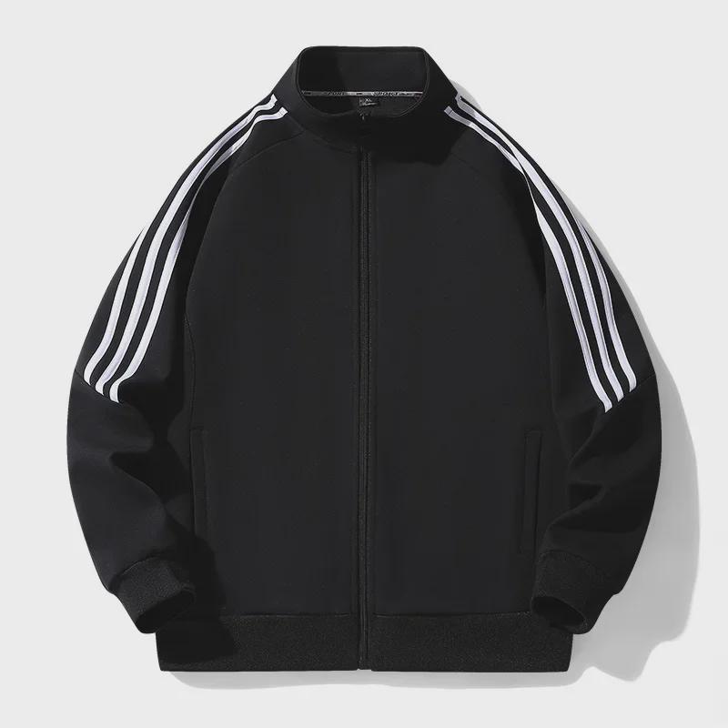 Men's Casual Three-Stripe Stand-Up Collar Sweatshirt Jacket